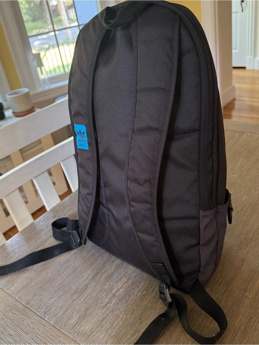 Adidas Originals Black Backpack with White Straps for School Sports Commute